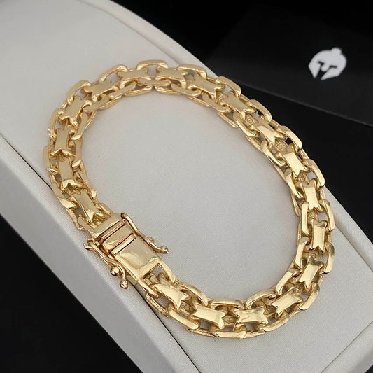 Pulseira Cadeado Duplo 10mm Banhado a Ouro 18K