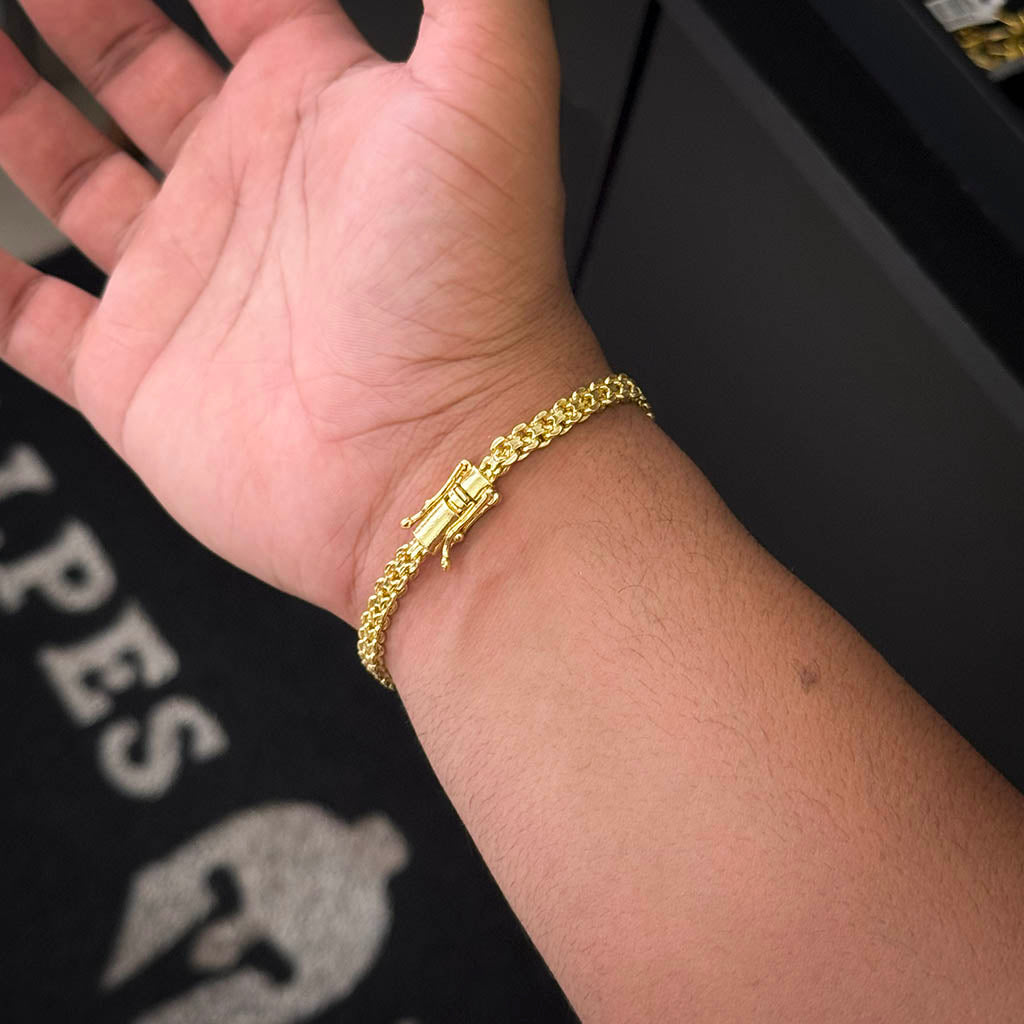 Pulseira Cadeado Duplo 6mm Banhado a Ouro 18K