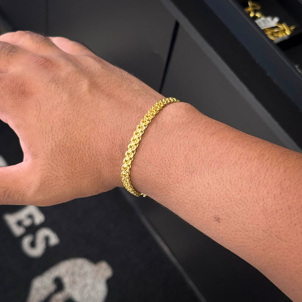 Pulseira Cadeado Duplo 6mm Banhado a Ouro 18K