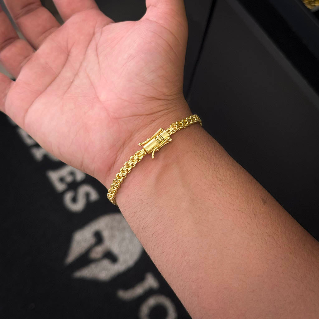Pulseira Cadeado Duplo 6mm Banhado a Ouro 18K