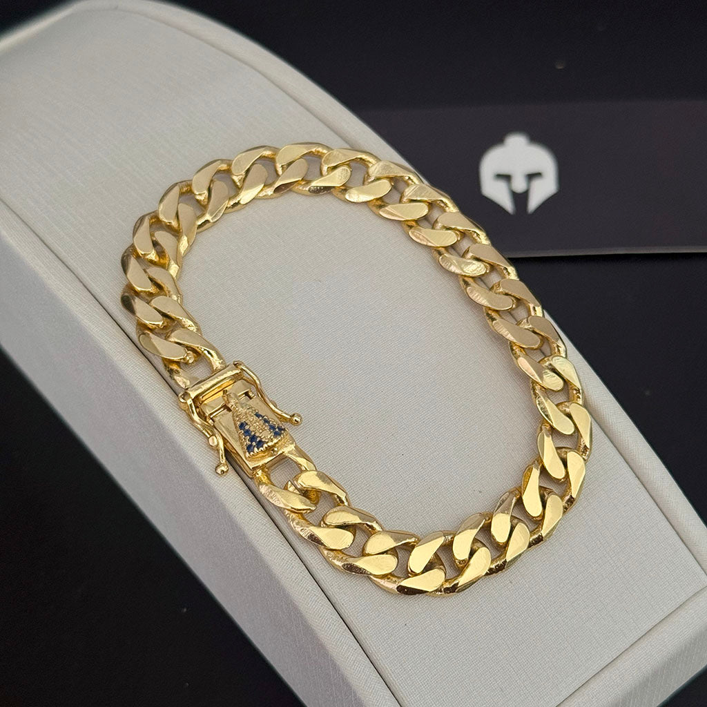 Pulseira Cubana 10mm Fecho Especial Banhada a Ouro 18K