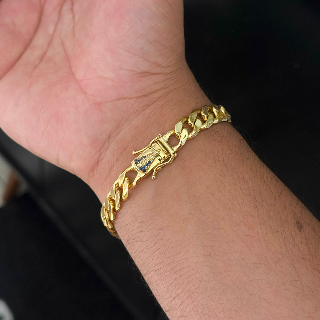 Pulseira Cubana 10mm Fecho Especial Banhada a Ouro 18K