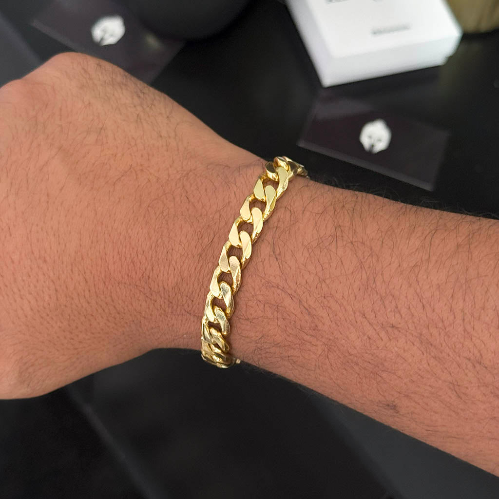 Pulseira Cubana 10mm Fecho Especial Banhada a Ouro 18K