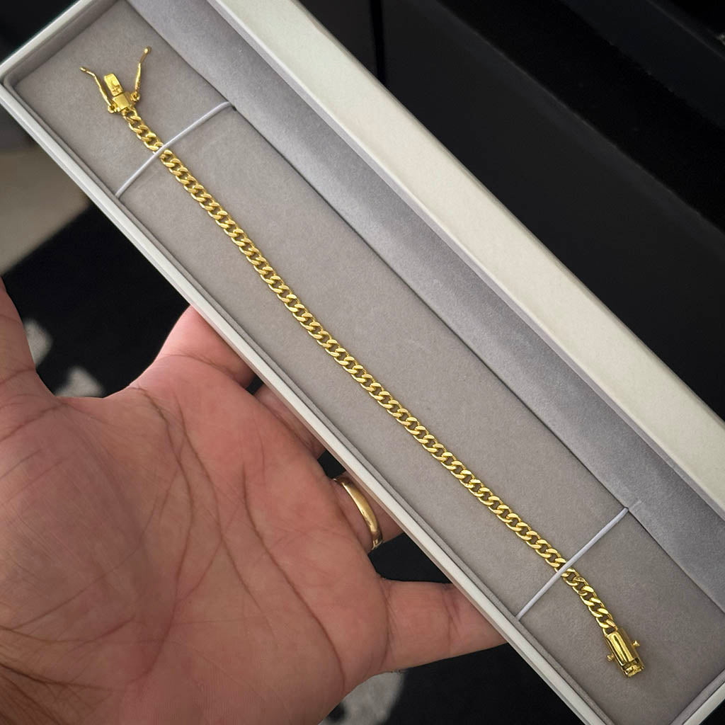 Pulseira Cubana 4mm Banhada a Ouro 18K