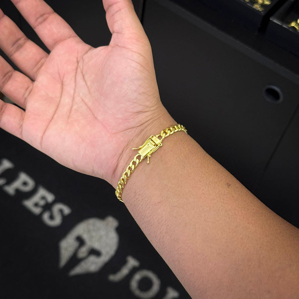 Pulseira Cubana 6mm Banhada a Ouro 18K