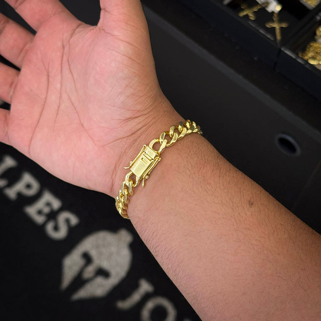 Pulseira Cubana 8mm Banhada a Ouro 18K