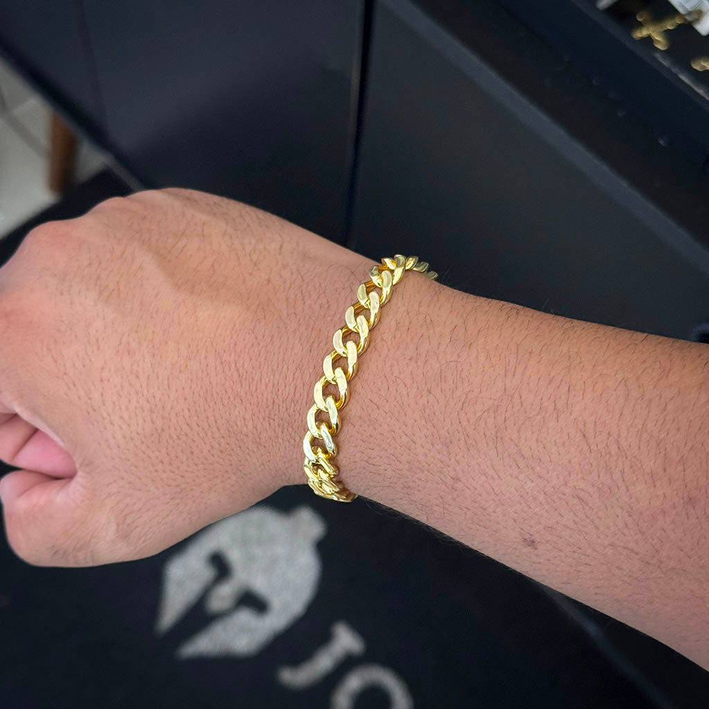 Pulseira Cubana 8mm Banhada a Ouro 18K