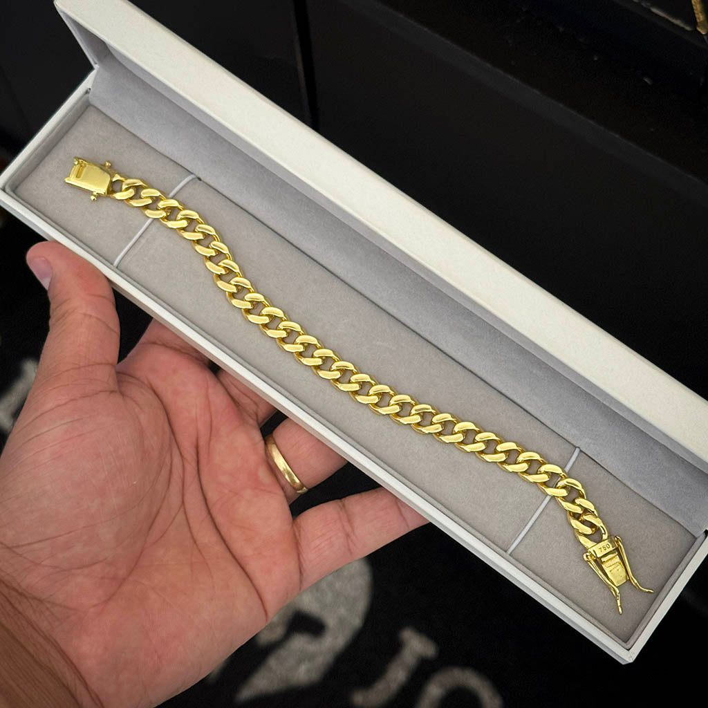 Pulseira Cubana 8mm Banhada a Ouro 18K