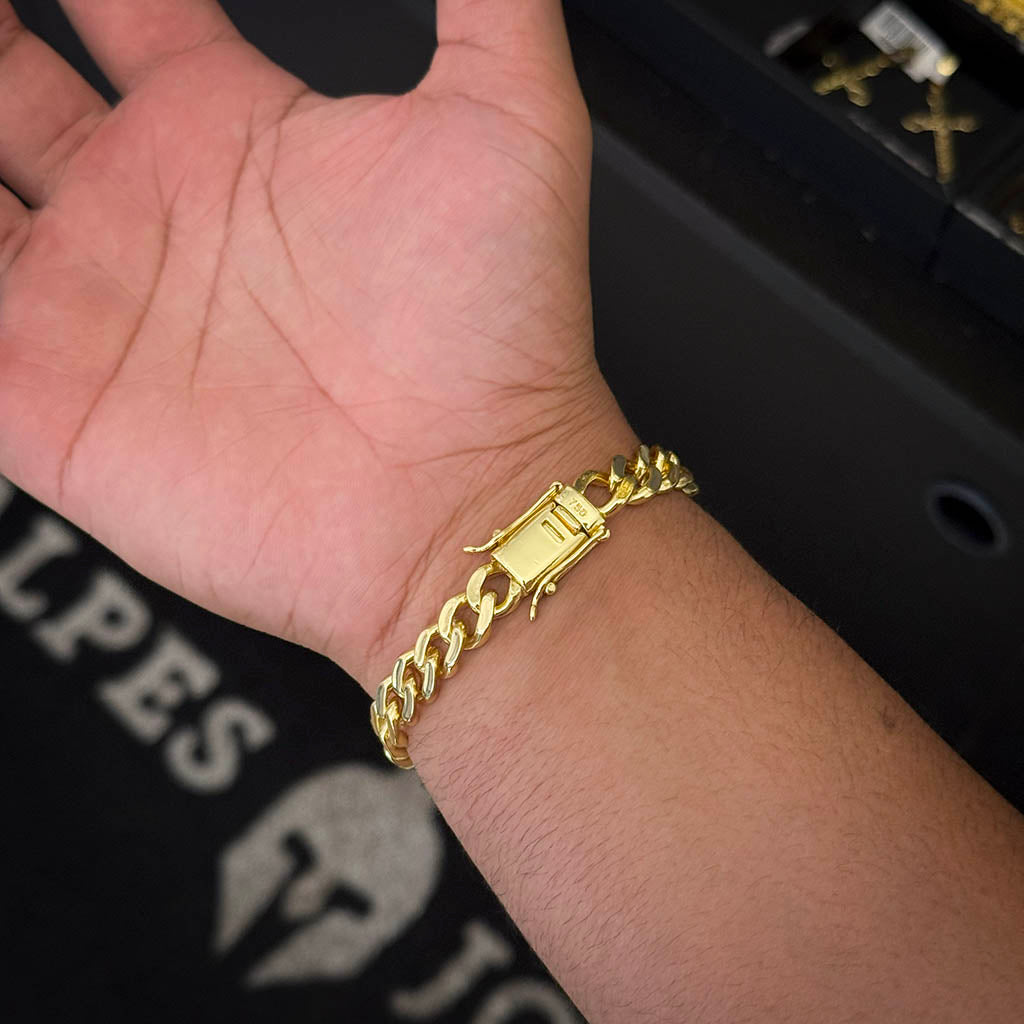 Pulseira Cubana 8mm Banhada a Ouro 18K