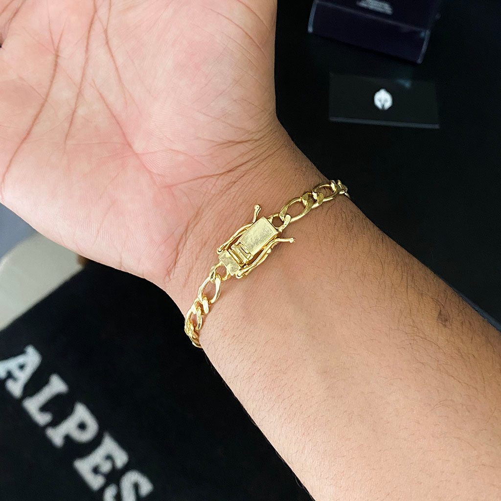 Pulseira Fígaro 1x1 5mm Banhado a Ouro 18K