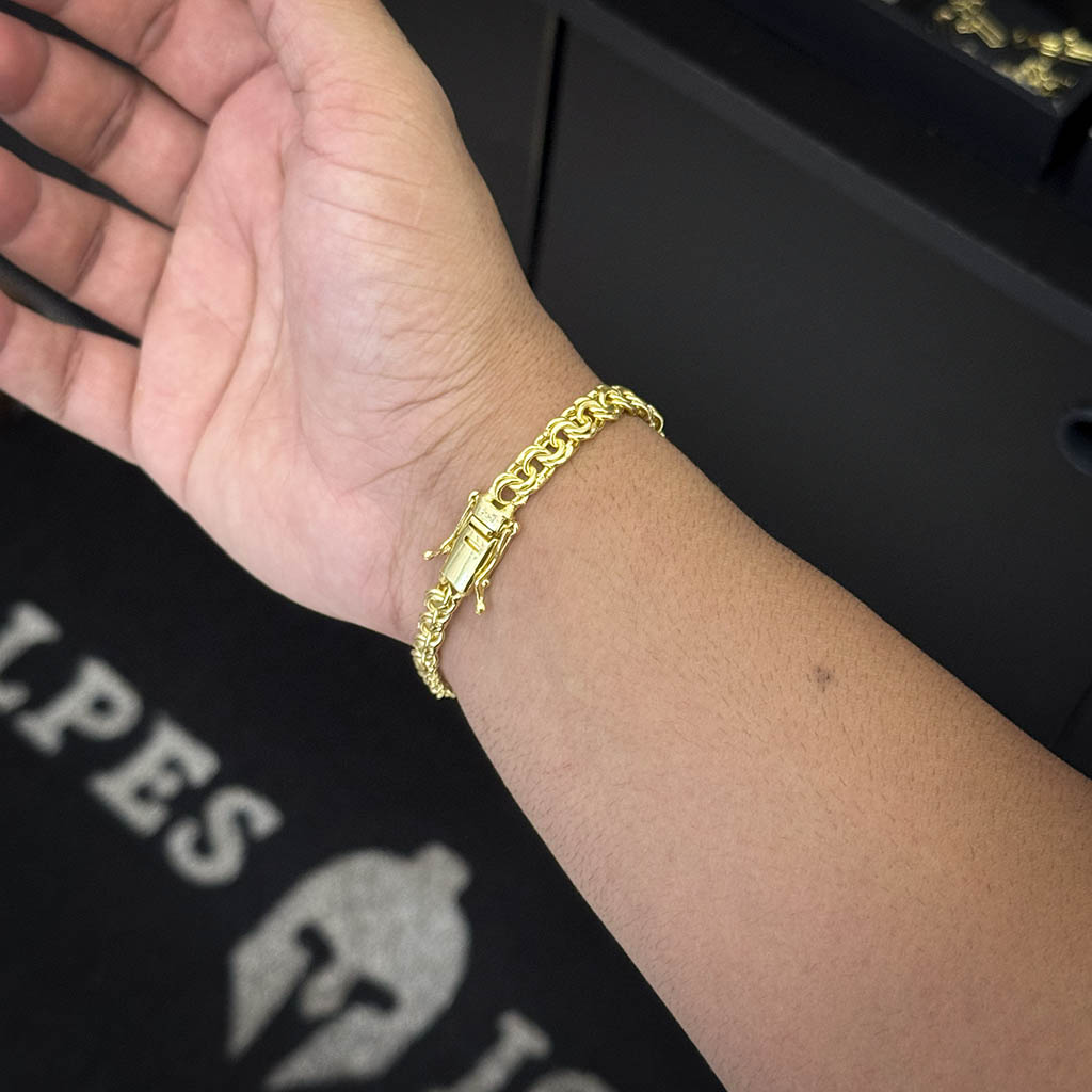 Pulseira Friso Duplo 6mm Banhada a Ouro 18K