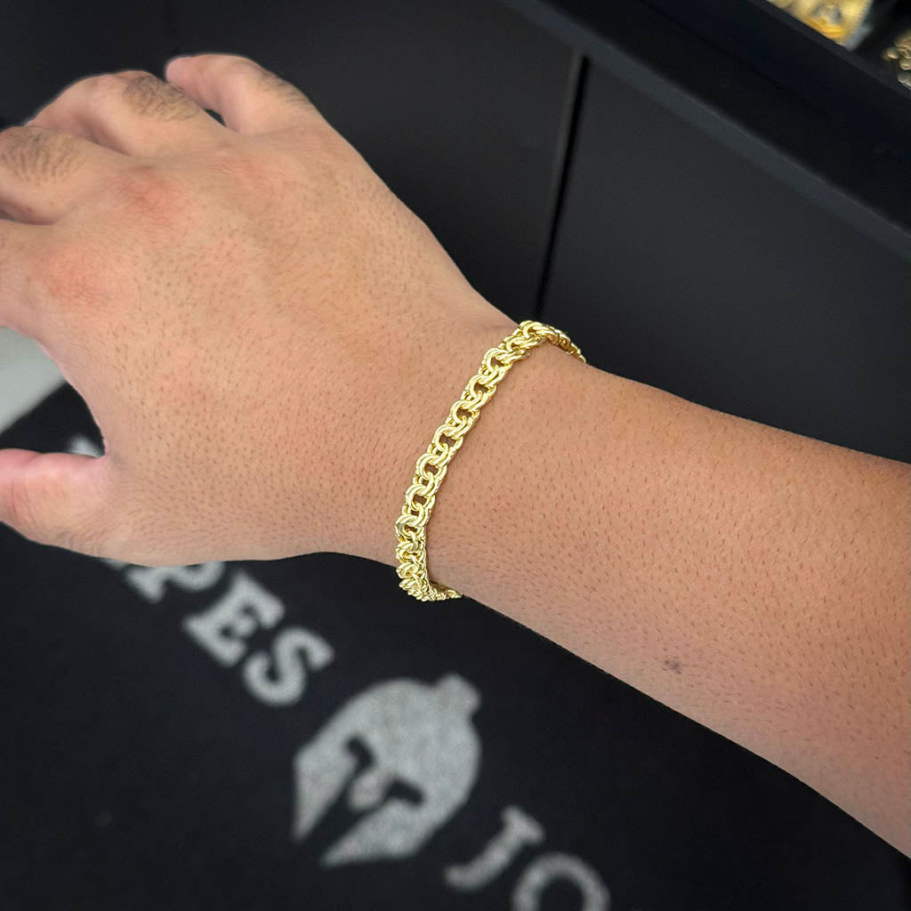 Pulseira Friso Duplo 6mm Banhada a Ouro 18K