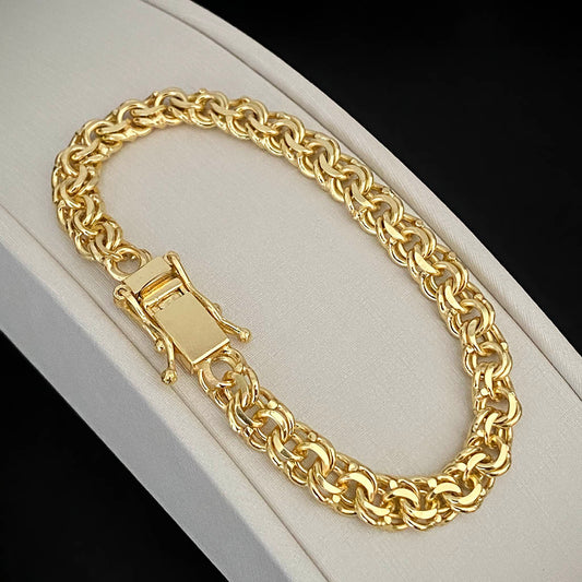 Pulseira Friso Duplo 6mm Banhada a Ouro 18K