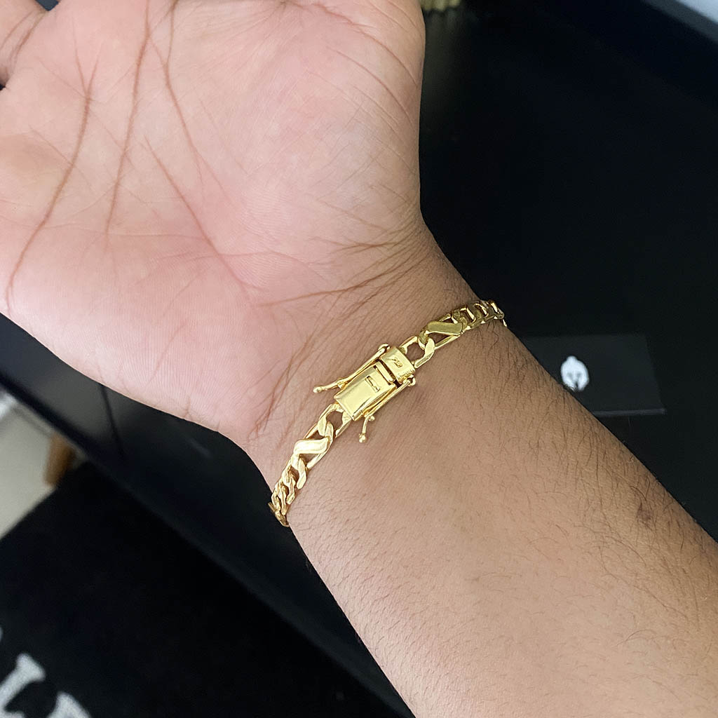 Pulseira Friso S 3x1 5mm Banhado a Ouro 18K