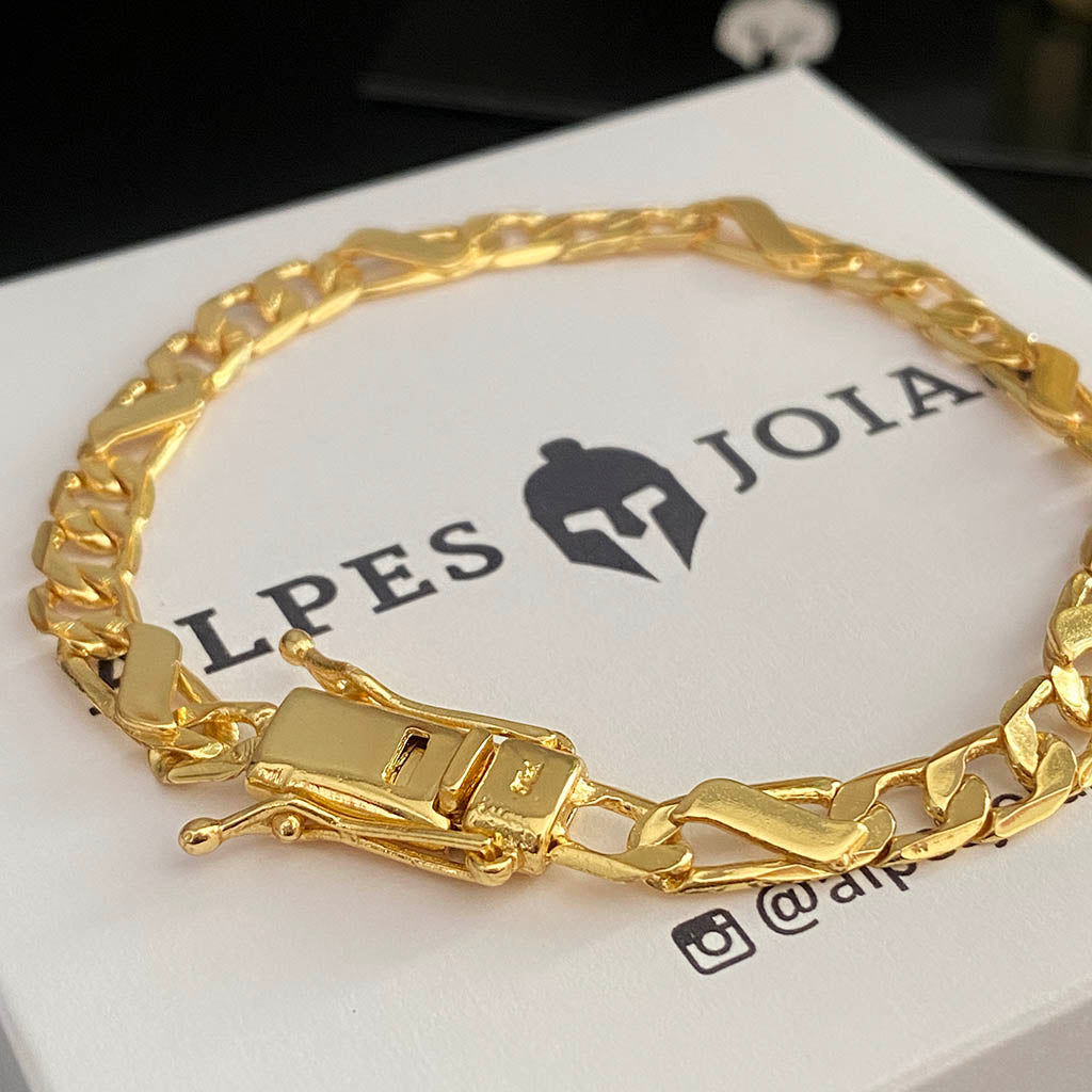 Pulseira Friso S 3x1 5mm Banhado a Ouro 18K