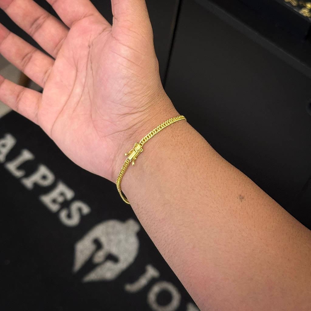 Pulseira Grumet Dupla 3mm Banhada a Ouro 18K