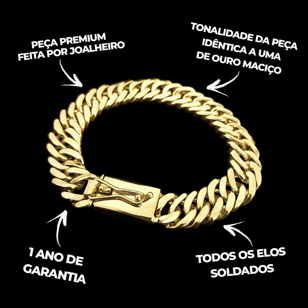 Pulseira Maciça Grumet 13mm Banhada a Ouro 18K