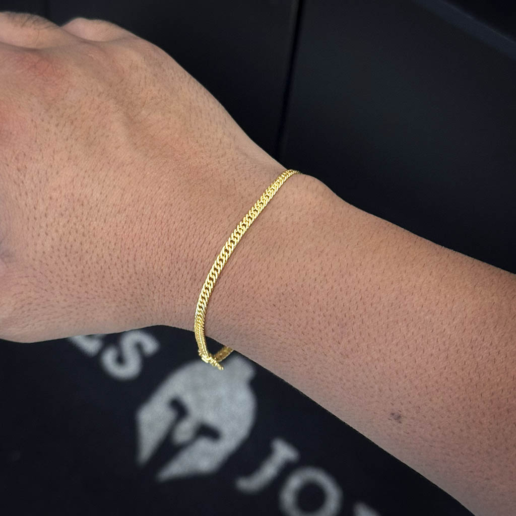 Pulseira Grumet Dupla 3mm Banhada a Ouro 18K