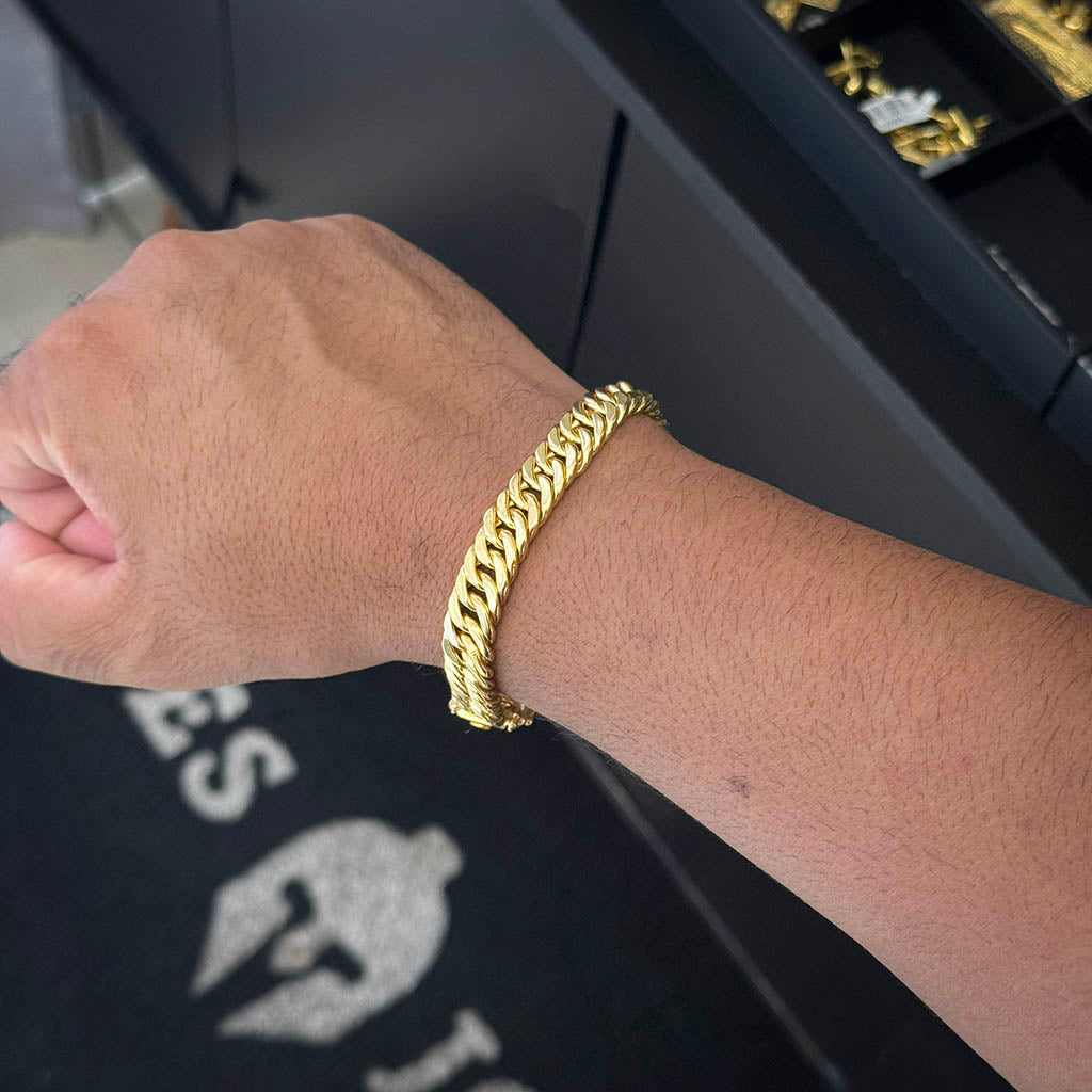 Pulseira Maciça 10mm Banhado a Ouro 18K
