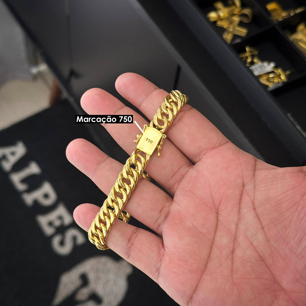 Pulseira Maciça 10mm Banhado a Ouro 18K
