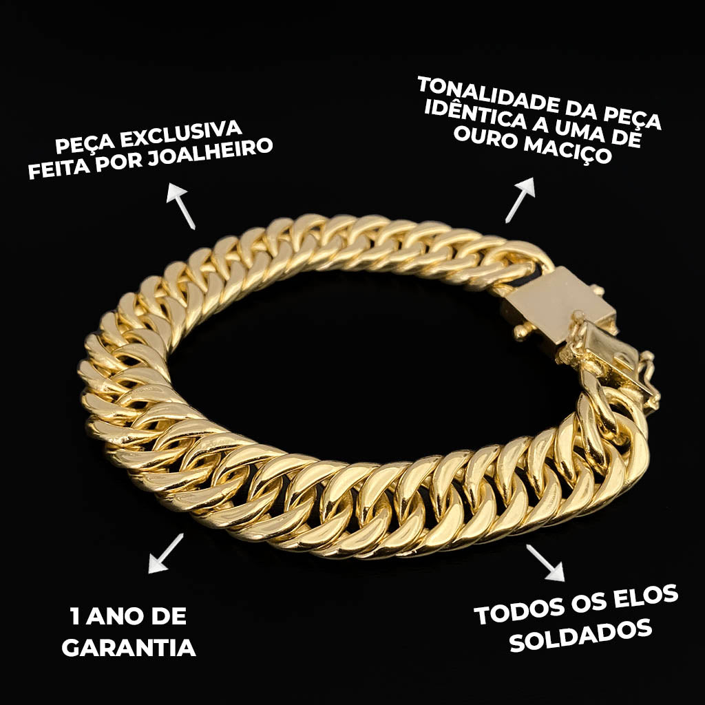 Pulseira Maciça 13mm Banhada a Ouro 18K