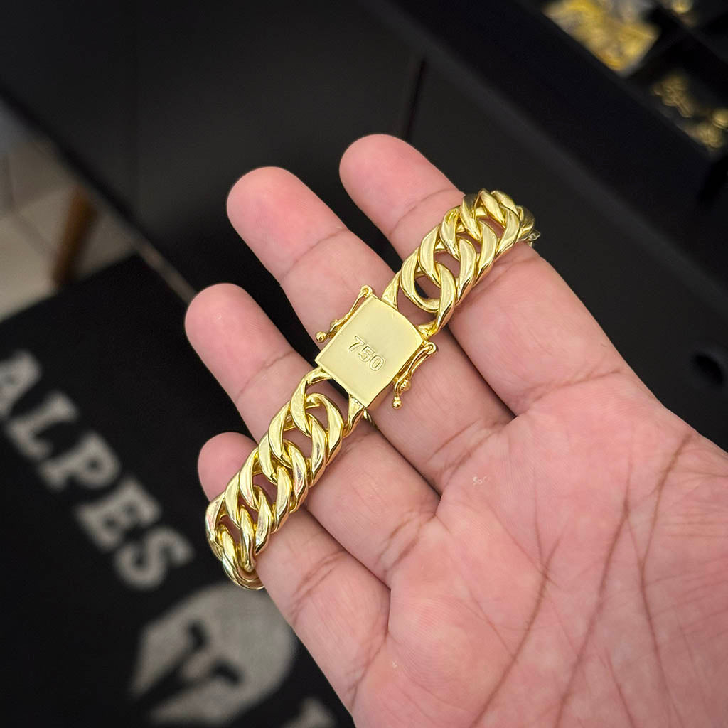 Pulseira Maciça 15mm Banhada a Ouro 18K