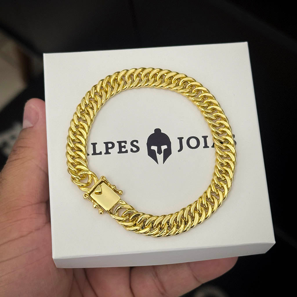 Pulseira Maciça 8mm Banhada a Ouro 18K