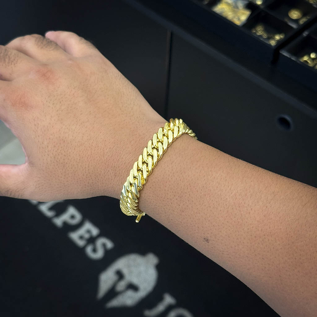 Pulseira Maciça Grumet 13mm Banhada a Ouro 18K