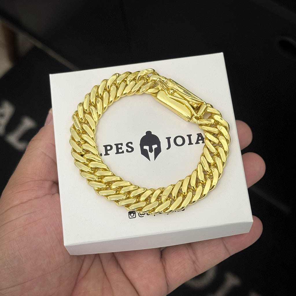 Pulseira Maciça Grumet 13mm Banhada a Ouro 18K
