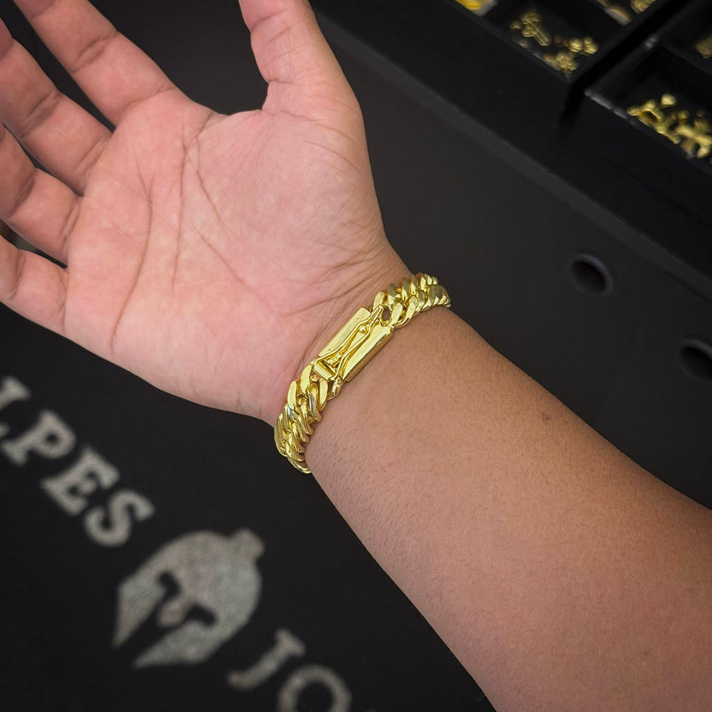 Pulseira Maciça Grumet 13mm Banhada a Ouro 18K