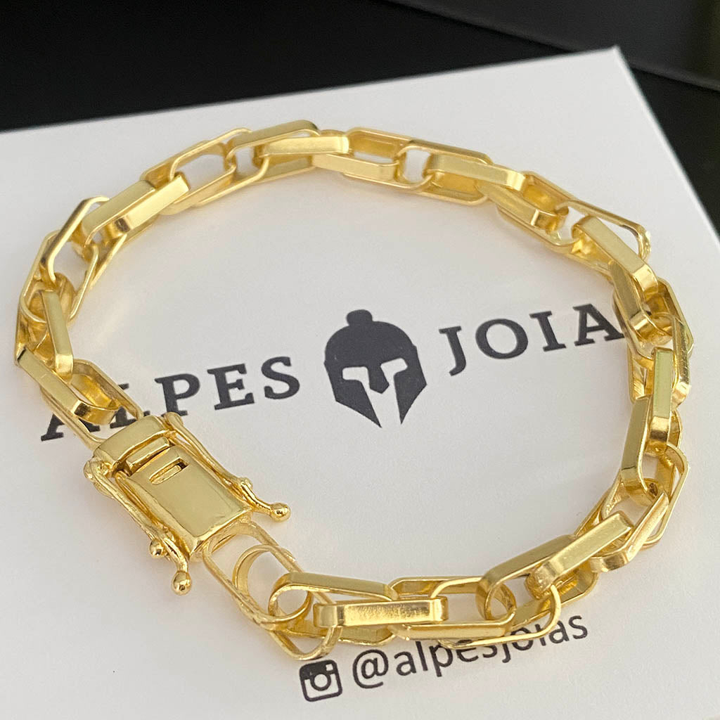 Pulseira Meia Cana Dupla 6mm Banhada a Ouro 18K