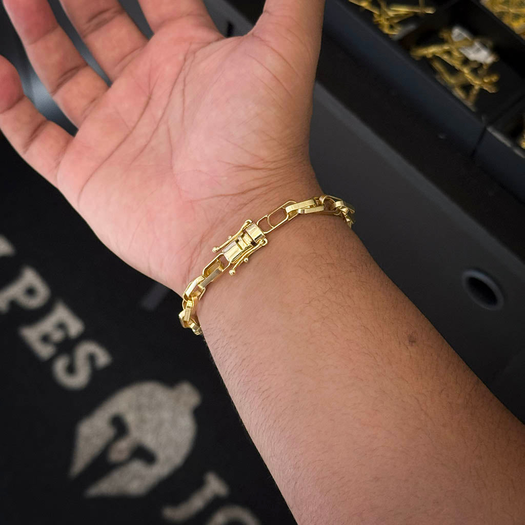 Pulseira Meia Cana Dupla 6mm Banhada a Ouro 18K