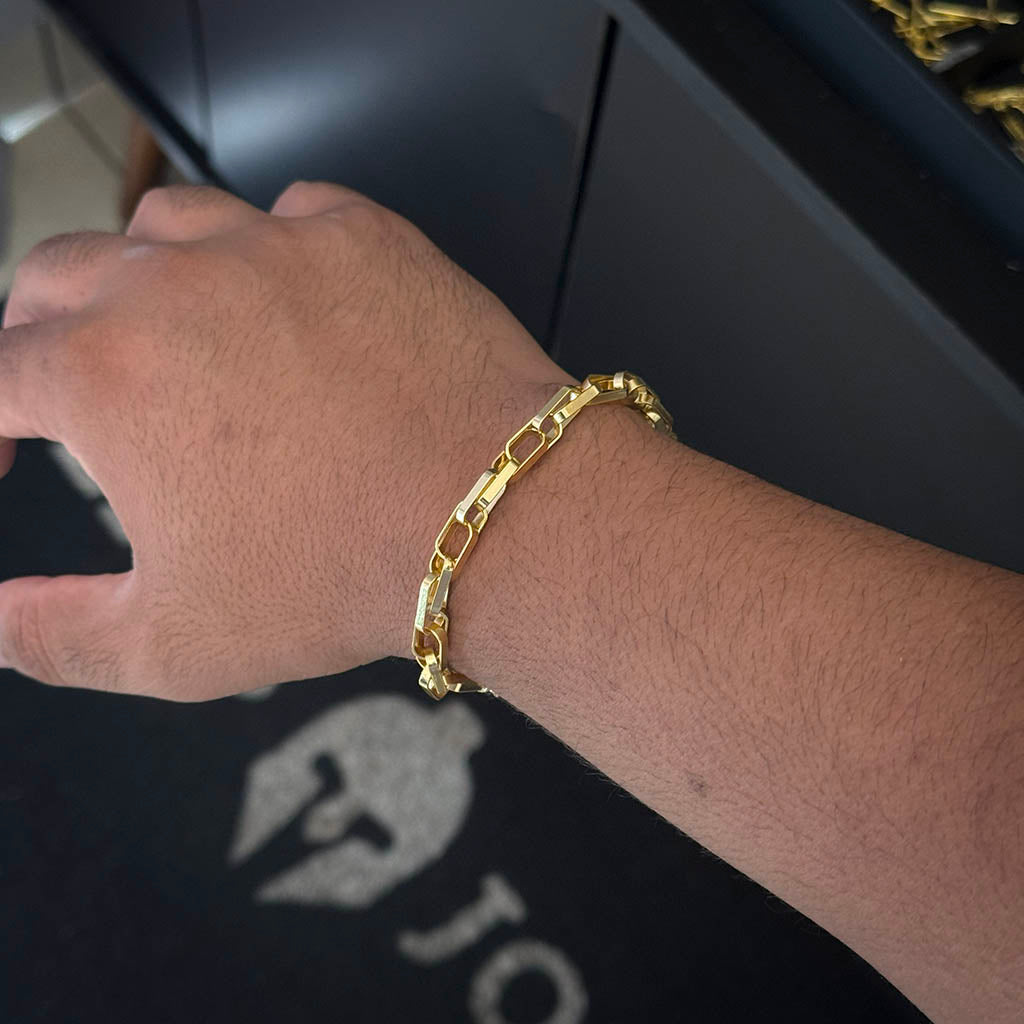 Pulseira Meia Cana Dupla 6mm Banhada a Ouro 18K