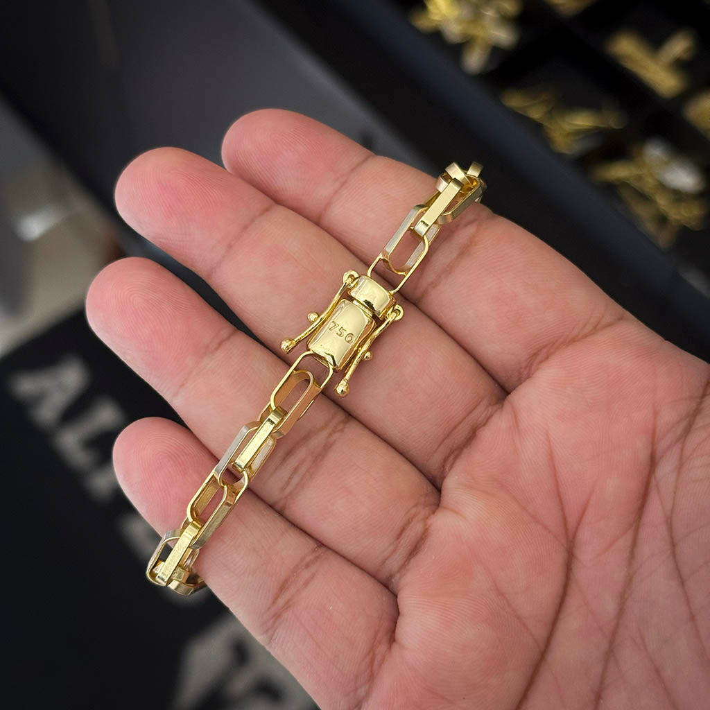 Pulseira Meia Cana Dupla 6mm Banhada a Ouro 18K