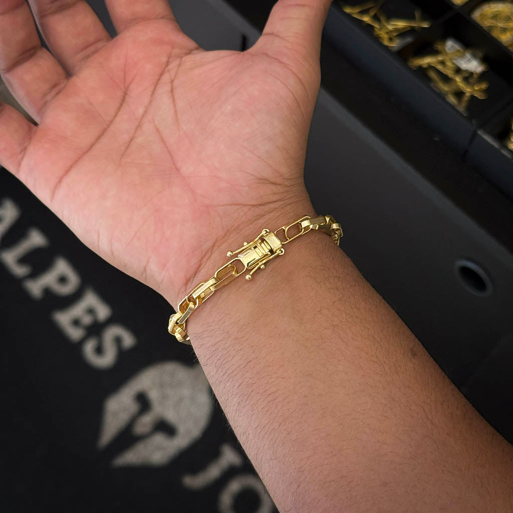 Pulseira Meia Cana Dupla 6mm Banhada a Ouro 18K