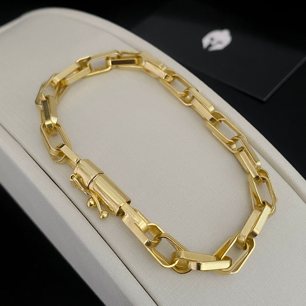 Pulseira Meia Cana Dupla 6mm Banhada a Ouro 18K