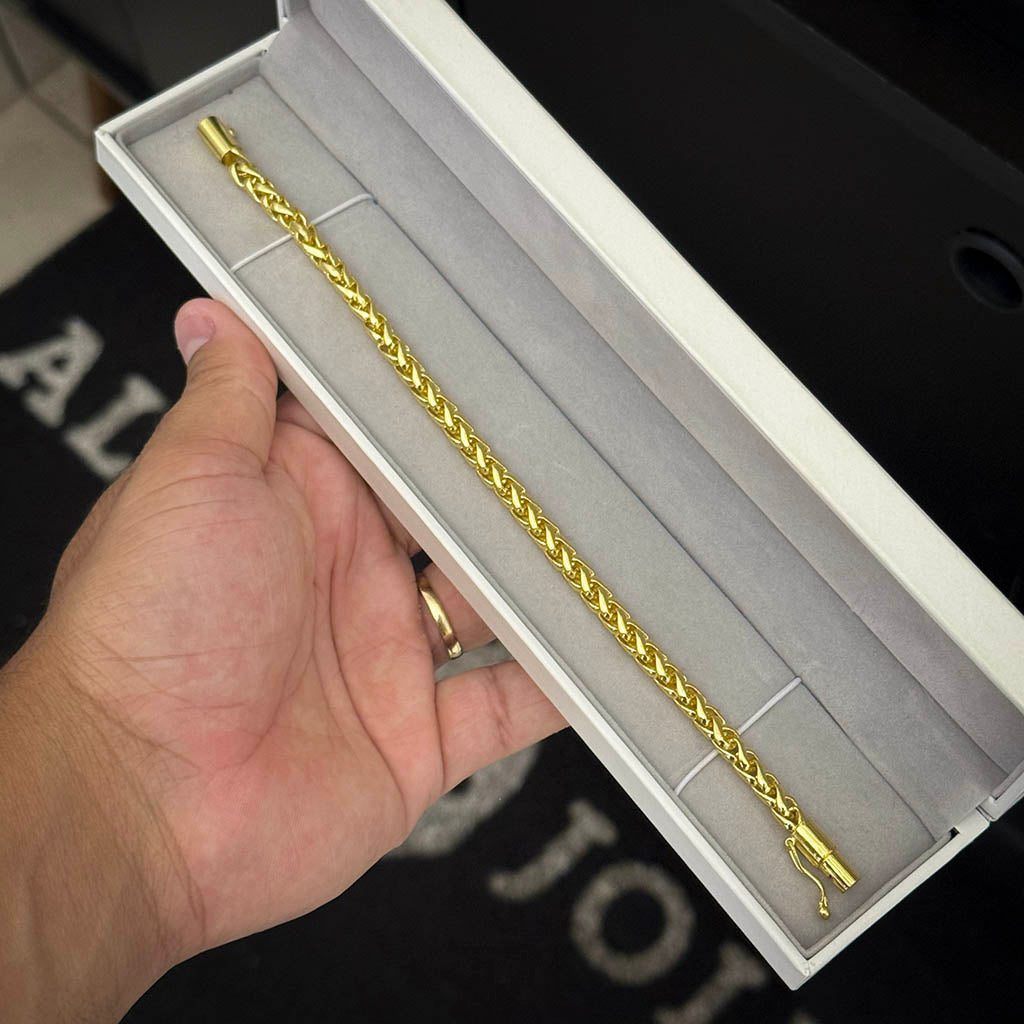Pulseira Peruana 7mm Banhada a Ouro 18K