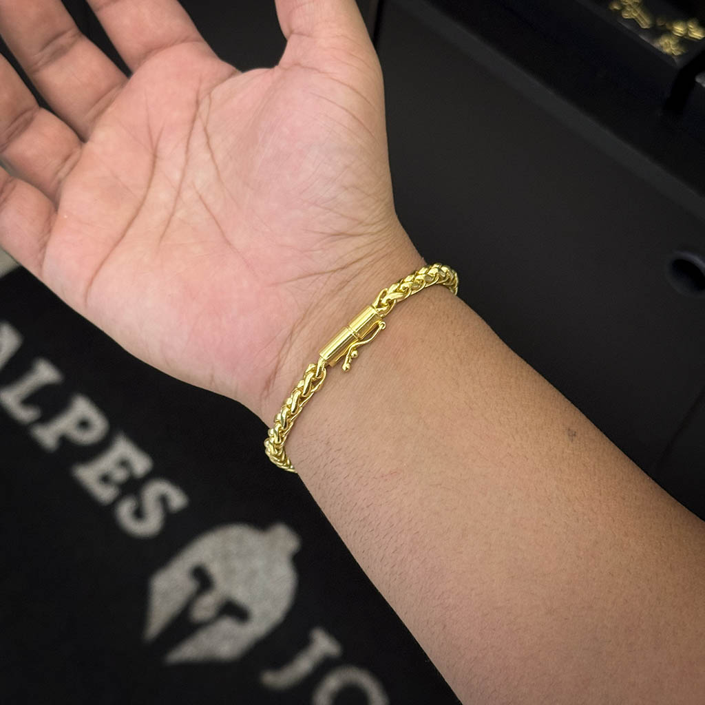Pulseira Peruana 7mm Banhada a Ouro 18K