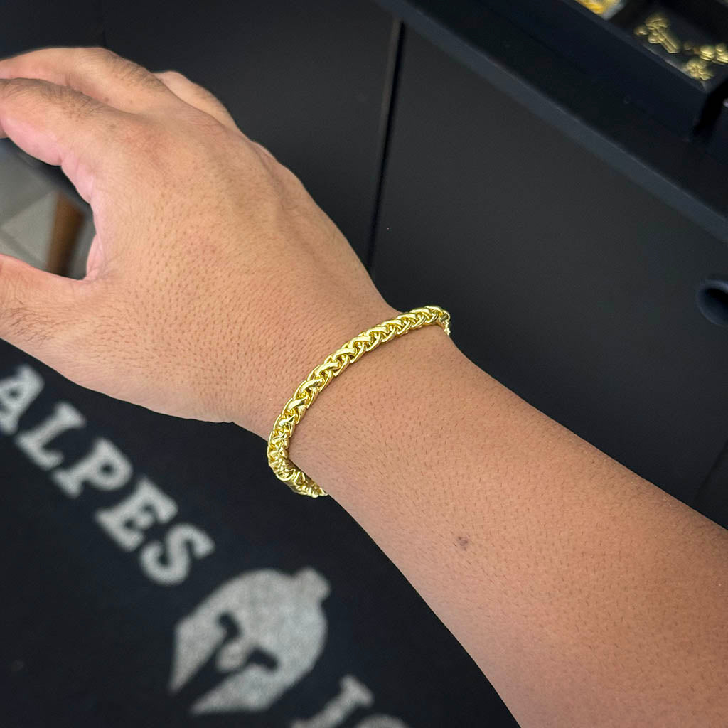 Pulseira Peruana 7mm Banhada a Ouro 18K