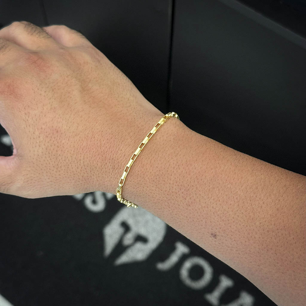 Pulseira Tijolinho 4mm Banhada a Ouro 18K