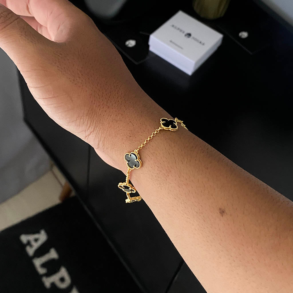Pulseira Van C. Trevo Banhada a Ouro 18K
