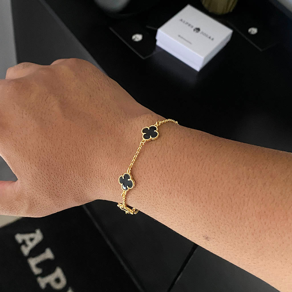 Pulseira Van C. Trevo Banhada a Ouro 18K