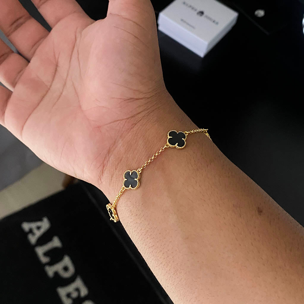 Pulseira Van C. Trevo Banhada a Ouro 18K