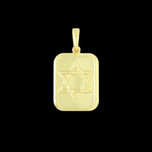 Pingente Placa Estrela de Davi Banhado a Ouro 18K