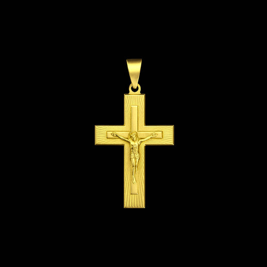 Pingente Crucifixo Rajado Banhado a Ouro 18K