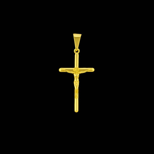 Pingente Crucifixo Borda Achatada Banhado a Ouro 18K