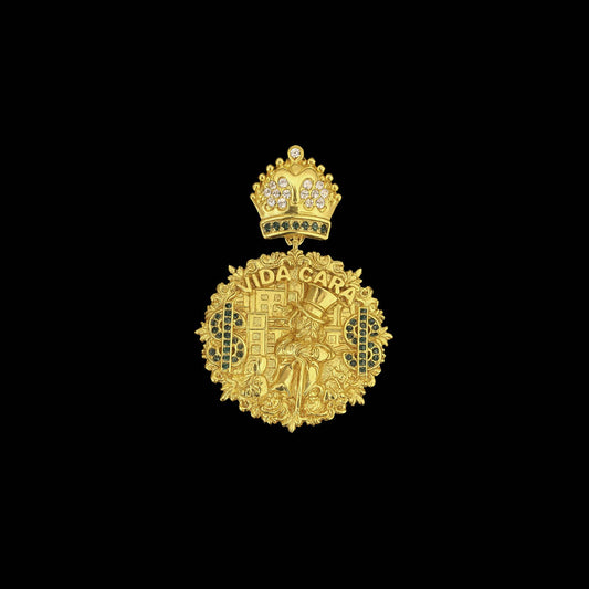 Pingente Vida Cara Banhado a Ouro 18K