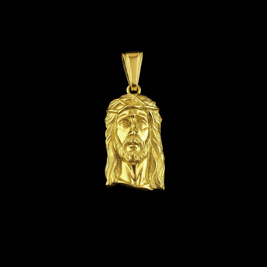 Pingente Face de Cristo Maciça Banhado a Ouro 18K