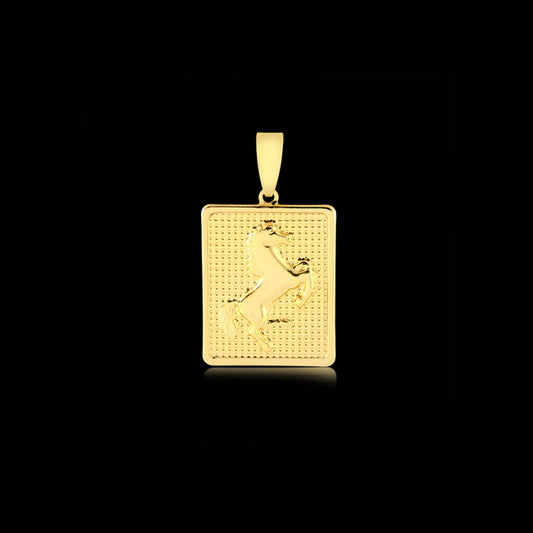 Pingente Placa Cavalo Banhado a Ouro 18K