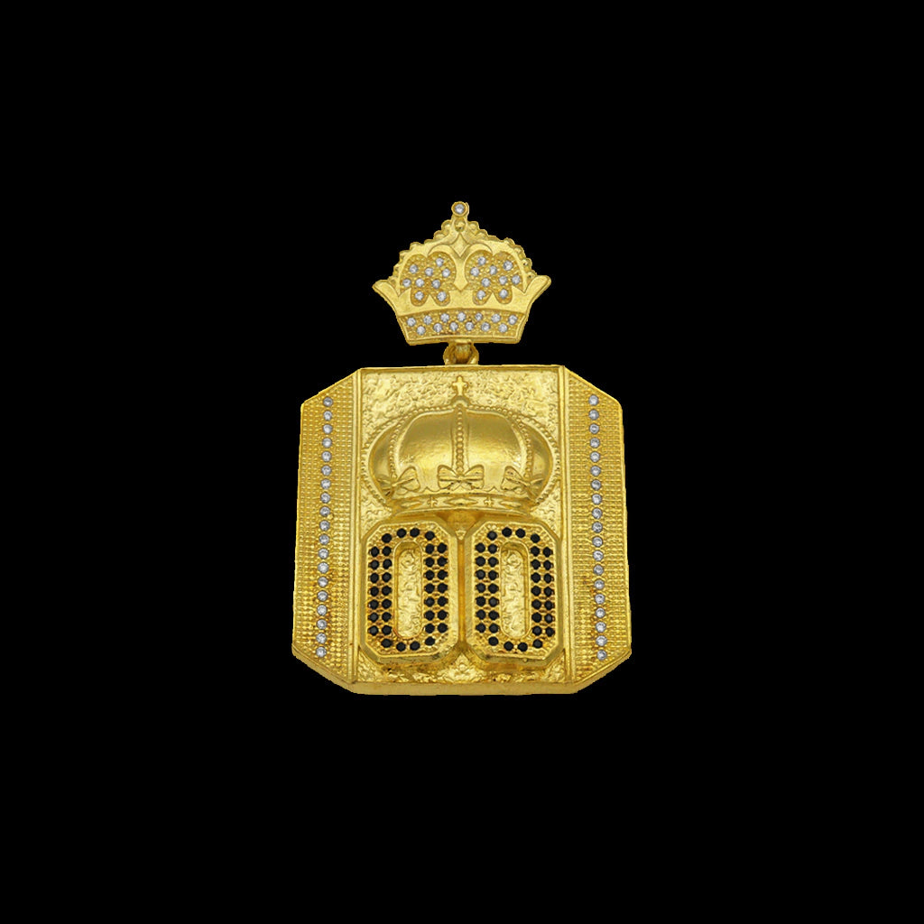 Pingente 00 Com Coroa Banhado a Ouro 18K
